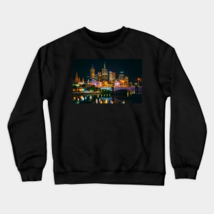 Colourful Melbourne City at Night Crewneck Sweatshirt